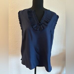 J Crew 100% Silk sleeveless blouse, blue, size 6